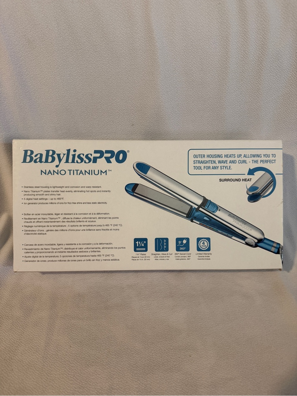 NEW BabylissPRO Nano Titanium Prima Ionic Hair Straightener BaByliss Flat Iron - Picture 5 of 8